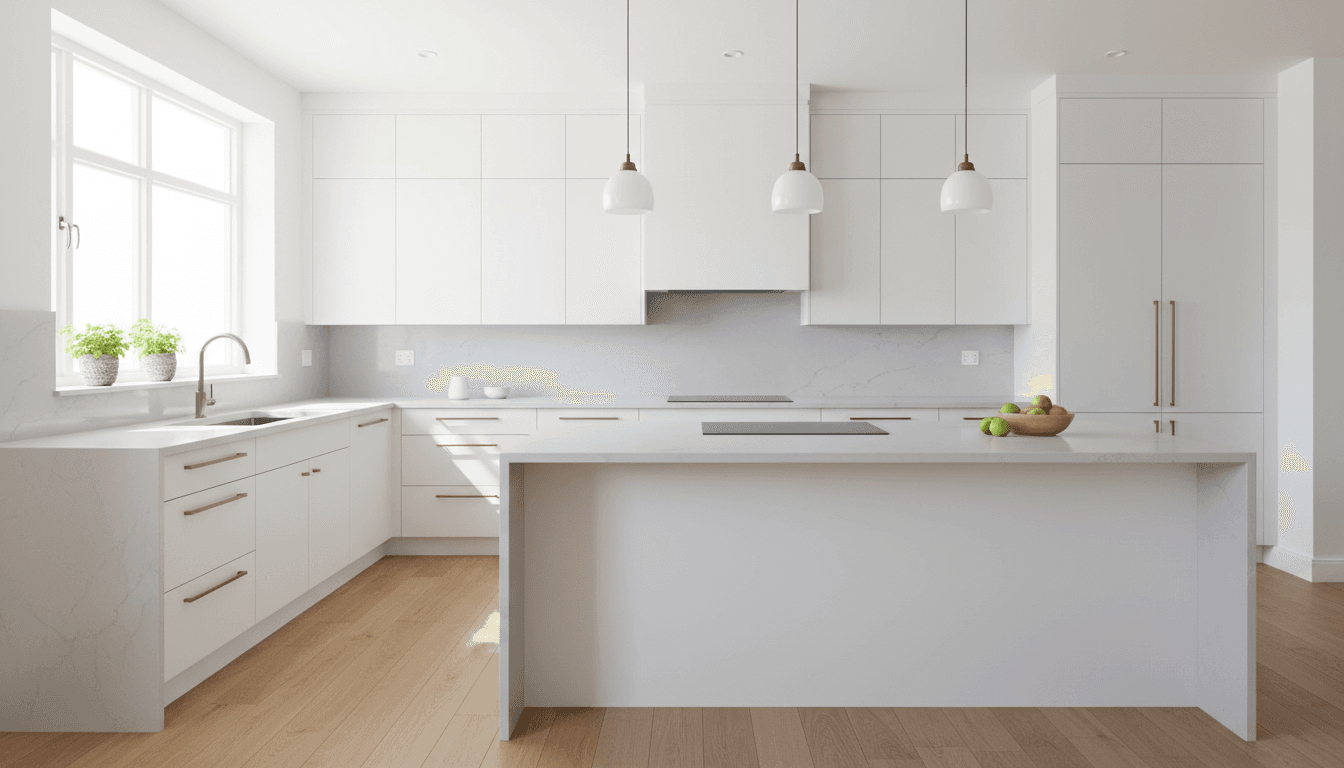 Modern renovated kitchen with new cabinets and countertops