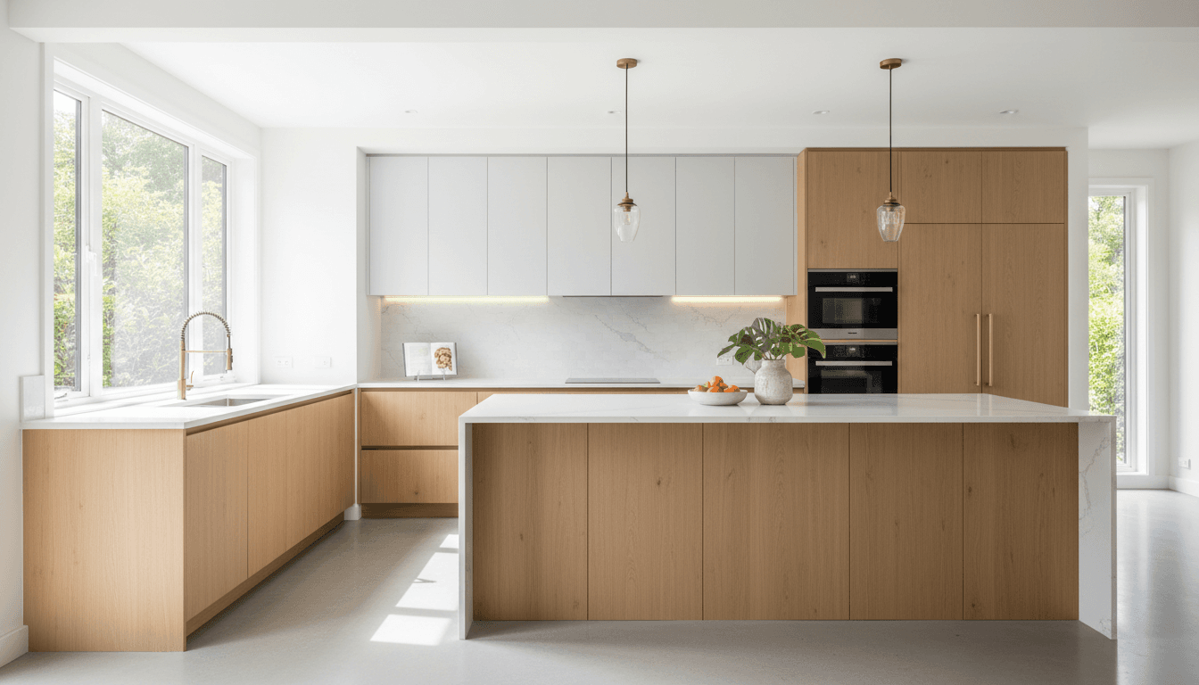 Modern kitchen with new cabinets and countertops after a remodel