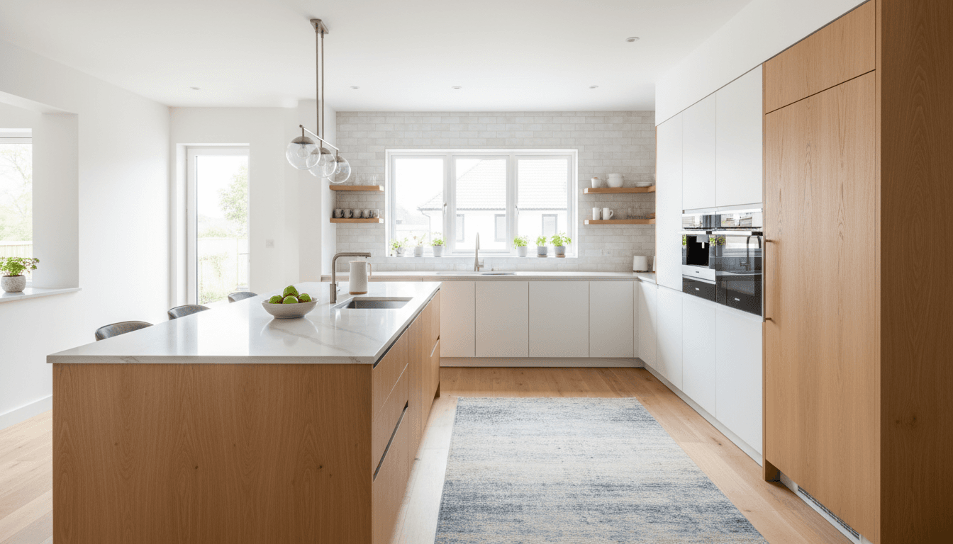Modern renovated kitchen with new cabinets and countertops