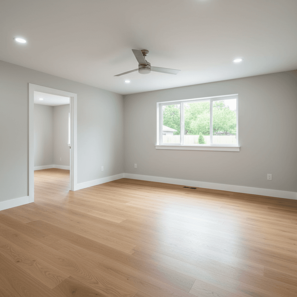 Freshly renovated room with neutral walls ready for new owners