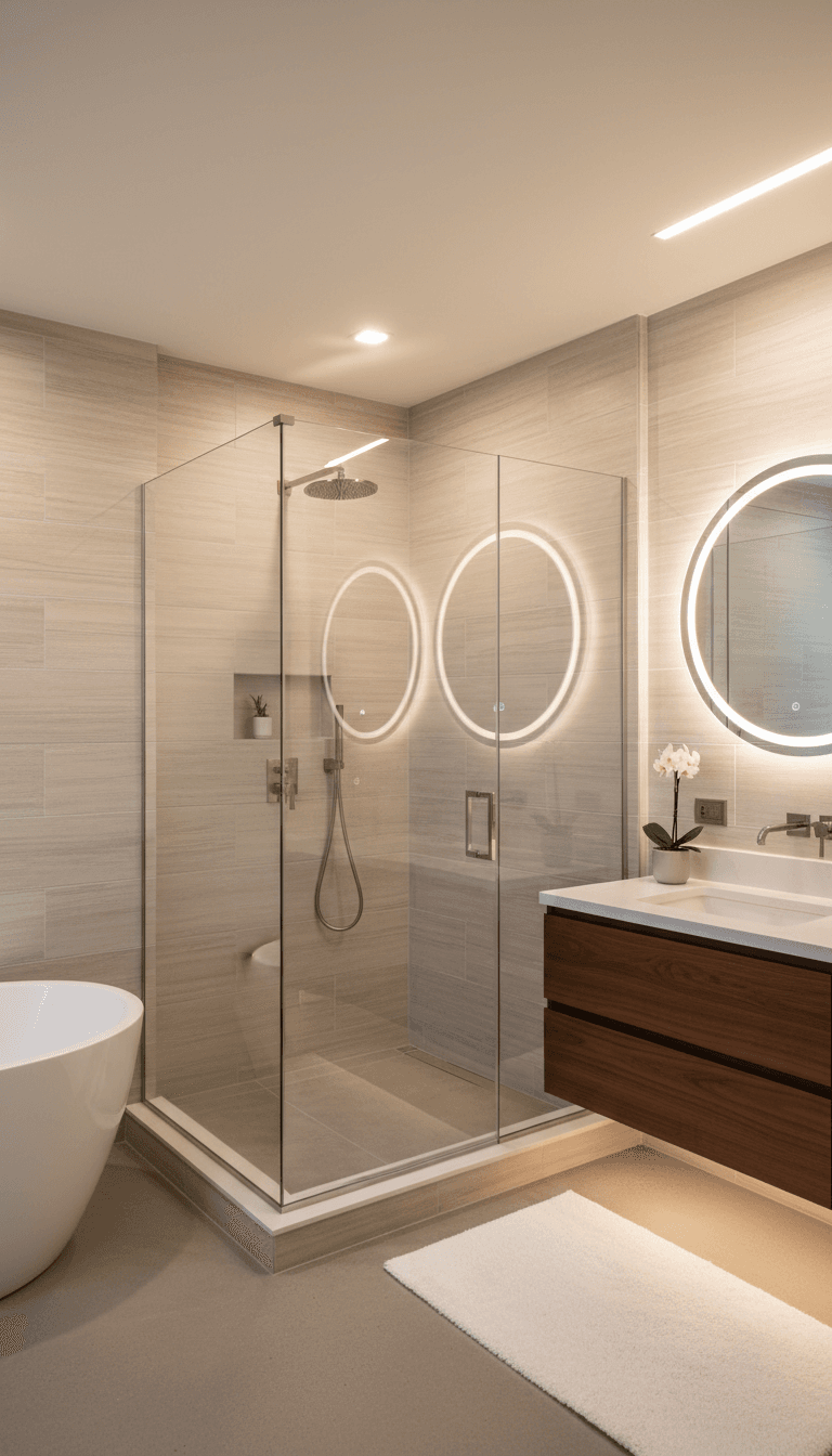 Finished bathroom remodel with walk-in shower and modern fixtures