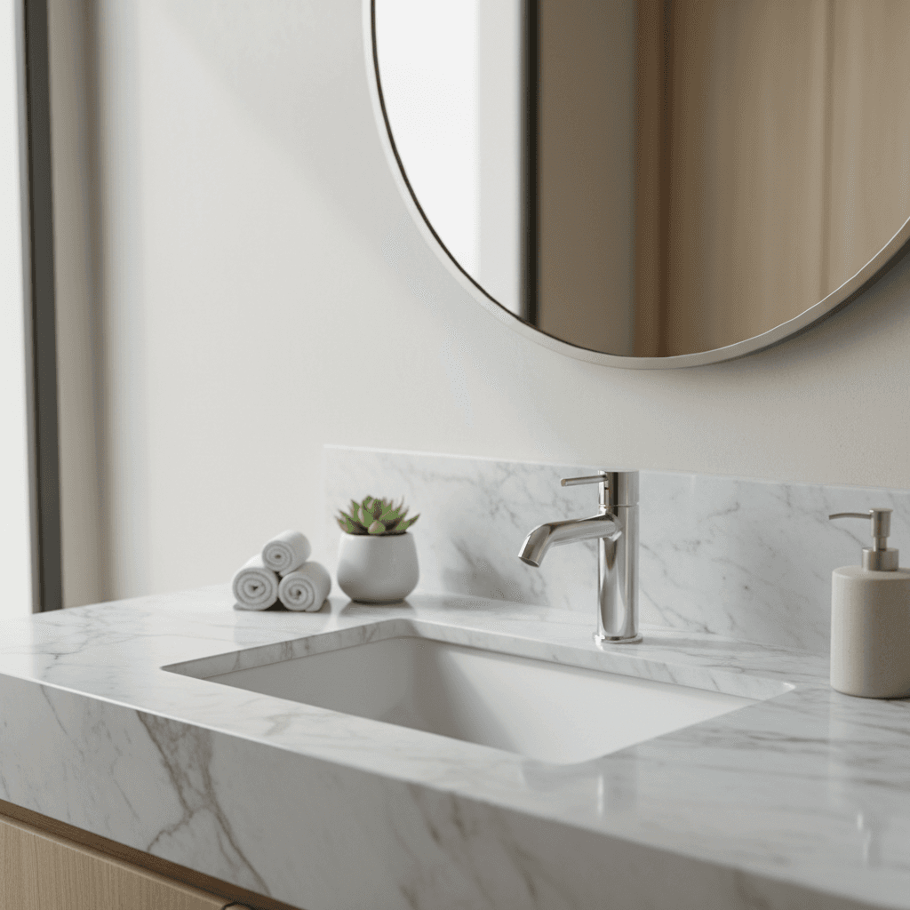 Modern bathroom vanity with contemporary fixtures
